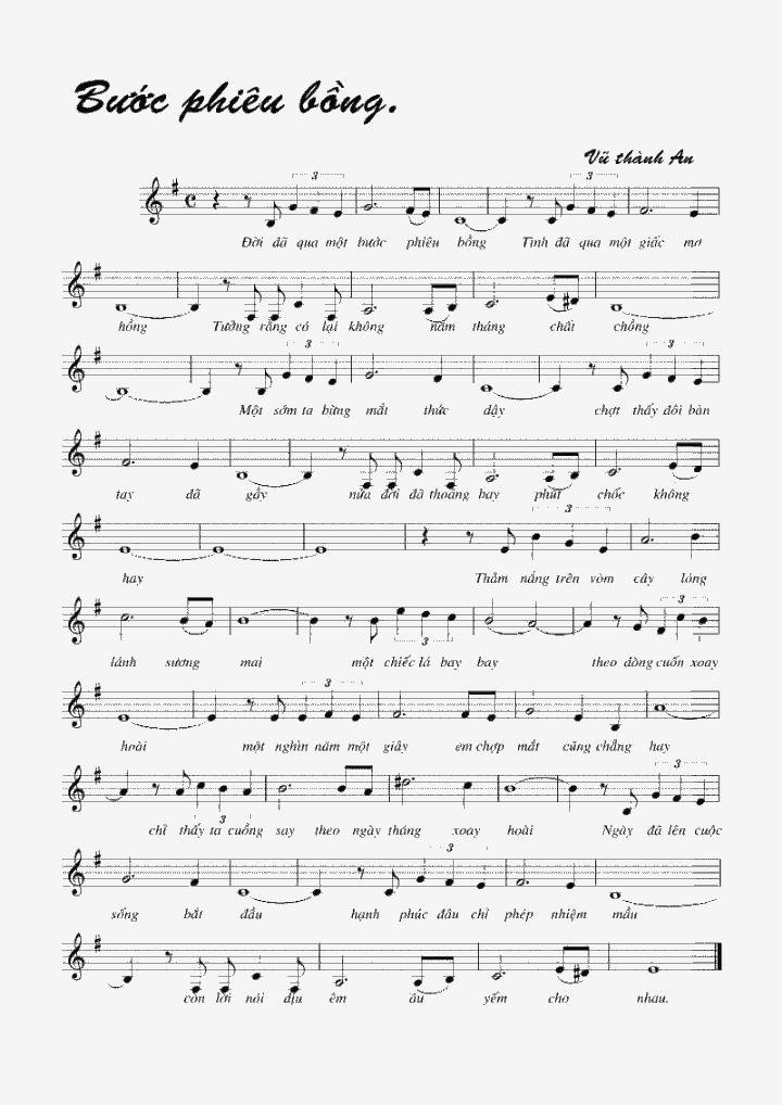 Sheet nhạc Bước Phiêu Bồng